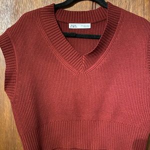 Zara- burgundy knit sweater vest